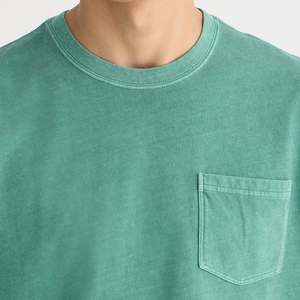T-shirt à poche en coton 100% biologique, sous-vêtement en coton pour homme, manches courtes, t-shirts personnalisés pour homme, t-shirt à col rond pour homme - Product Image 2