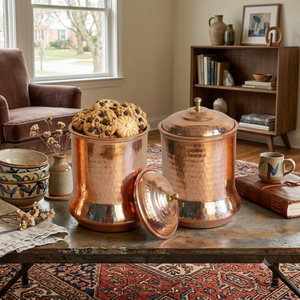 Handcrafted Hammered Copper <b>Storage</b> Canister with Lid Copper Cookie <b>Jar</b> <b>Kitchen</b> <b>Storage</b> Container Tea Coffee Sugar <b>Jar</b> - Product Image 3