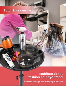 Custom Logo Modern Stainless Steel Adjustable 5-Wheel Rolling Salon Tray Hairdressing <b>Trolley</b> Hair Dye Cart - Product Image 6