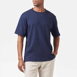 Camiseta de Manga Corta Azul Marino Lisa para Hombre, Corte Holgado, Estilo Casual, 100% Algodón Jersey, Cuello Redondo, Estampado de Dibujos Animados, Estilo Hip Hop - Product Image 4
