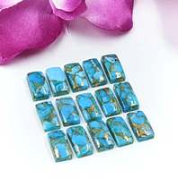 Cabochons en turquoise bleu cuivre de qualité AAA, taille baguette 12*6 mm, pierre précieuse naturelle pour la création de bijoux, prix de gros
