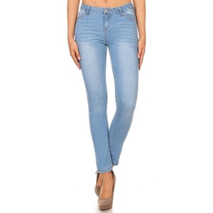 Jean en denim taille haute pour femme, coupe skinny stretch, pantalon décontracté en jean bleu pour femme, mode féminine - Product Image 2