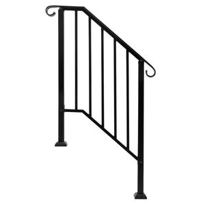 Artisasset Corrimano Nero Opaco a 2 Gradini per Esterni in Ferro, Acciaio Quadrato e Componenti in Plastica per Scale Esterne (Uguale a 82359152) - Product Image 2
