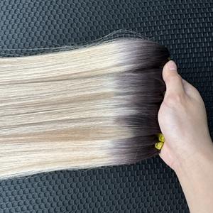 Precio al por mayor 100% Raw Virgin Vietnamese Human Lace Wig Weft Straight Ombre Ash Color Super Double Drawn Extensiones de cabello - Product Image 4