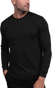 Men's Athletic <b>Patchwork</b> Long Sleeve O-Neck T-<b>Shirt</b> with Custom Embroidery Breathable Corduroy Fabric Lower Hem Logo Position - Product Image 3