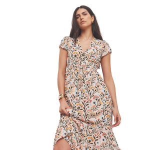 Vestido midi estampado para mujer, vestido de verano de cintura alta a la moda - Product Image 5