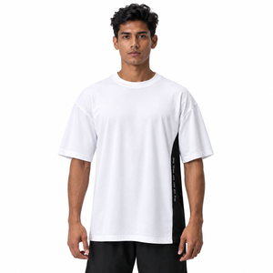 T-shirt Homme Oversize Personnalisable Écologique Respirant 220g Manches Courtes Bordure Contrastante Décontracté Col Rond Coton Jersey - Product Image 3