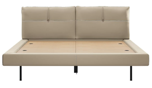 Modern PU Leather Upholstered Japanese Japandi Style <b>Bed</b> King <b>Size</b> Tufted Headboard Midcentury Style Soft <b>Bed</b> Frame - Product Image 3
