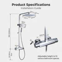 Ensemble de douche thermostatique apparent en laiton chromé poli, système de douche pour salle de bain d'hôtel, fourniture OEM de haute qualité