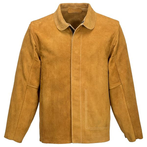 Custom Leather <b>Welding</b> Work Jacket Full Sleeve Industrial Welder Coat Button Closure Stand Collar Heavy Duty Workshop <b>Clothing</b> - Product Image 1