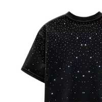 T-shirt personnalisable en jersey 100% coton, imprimé sérigraphié, avec graphique en strass, coupe oversize, logo de marque, streetwear