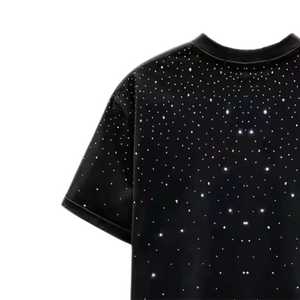 T-shirt personnalisable en jersey 100% coton, imprimé numérique, avec graphisme en strass, logo de marque surdimensionné, streetwear - Product Image 6