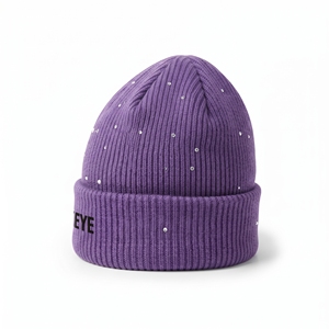 Bonnet d'hiver en laine tricoté personnalisé par le fabricant, doublé satin, chaud, unisexe, avec revers - Product Image 2