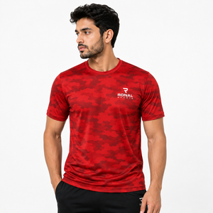 Camiseta de Manga Corta con Camuflaje Rojo para Hombre, Camisetas Casuales de Moda, Ropa Casual para Hombre, Camiseta de Algodón de Manga Corta para Hombre - Product Image 3