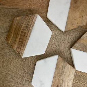 Natural Wooden <b>Marble</b> <b>Coaster</b> Set NEHA ENTERPRISES Premium Beverage Holder for Coffee Mug And Glass - Product Image 2