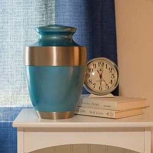 Elegant Cremation Urn with Silver Band for Human Ashes <b>Memorial</b> <b>Keepsake</b> Funeral Urn - Product Image 4