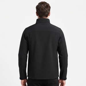 Chaqueta Softshell Negra para Hombre, Cierre Completo, Cuello Alto, Resistente al Viento, Informal, Corte Regular, Exterior de Poliéster, para Otoño - Product Image 3