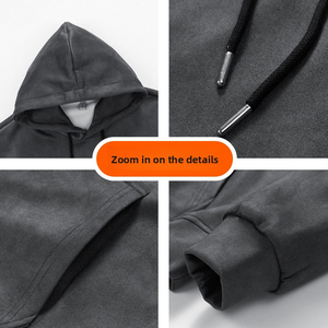 Sweat-shirt à capuche épais pour homme, uni, avec poche latérale, coupe ample, blanc et gris foncé, et bien plus encore, personnalisable sur demande du client - Product Image 4