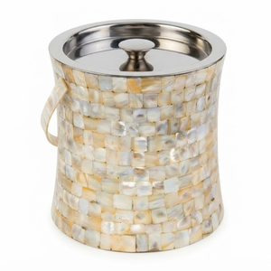 Seau à glace artisanal en nacre avec couvercle métallique, seau à champagne en acier inoxydable à double paroi pour hôtel - Product Image 2