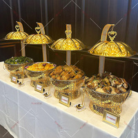 Fünf-Sterne-Hotel Luxus Gold Chafing Dishes Speisenwärmer Set Buffet Catering Edelstahl Hängender Chafing Dish