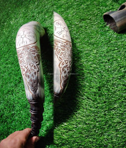 Fabriqué à la main véritable corne de boeuf corne à boire style viking médiéval de qualité alimentaire poli brillant naturel écologique gravé chaud froid - Product Image 6