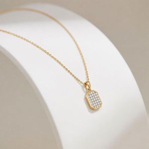 Collier pendentif en or jaune avec diamant de laboratoire octogonal en grappe - Product Image 5