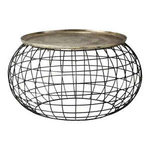 Table basse ronde décorative de style moderne doré pour la décoration de la maison et du salon, en bois et métal. - Product Image 2