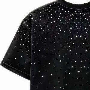 Camiseta de manga corta para hombre, talla grande, con pedrería premium, 100% algodón, tejido transpirable, corte regular, color liso. - Product Image 5