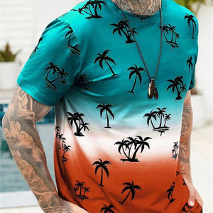 Summer gradient color men's T-<b>shirt</b>, fashionable and casual men's round-neck top, made by rapid dry heat sublimation - Product Image 5