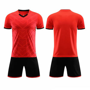 Ensemble de maillots de football pour hommes, blanc et bleu, imprimé géométrique, col en V, manches courtes, maille respirante, coupe régulière, toutes saisons - Product Image 2