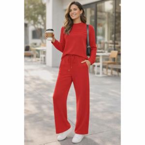 Ensemble décontracté 2 pièces pour femme : haut à manches longues et pantalon large avec cordon de serrage - Product Image 5