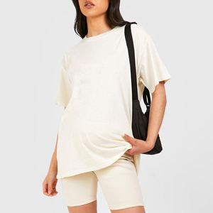High Quality Women's Oversized Cream T-<b>Shirt</b> Crew Neck Short Sleeve 100% Cotton Jersey <b>Flame</b> Logo Print Loose Fit All Seasons - Product Image 2