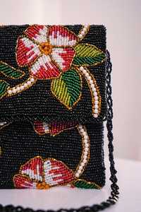 Bolso Rectangular Bordado a Mano con Cuentas de Algodón y Flores, con Cierre y Base de Poliéster, para Viajes y Fiestas - Product Image 5