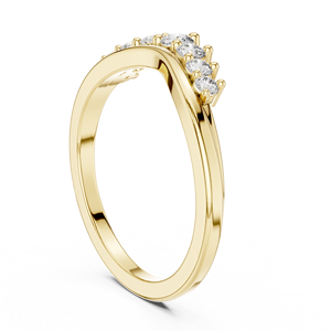 Bague de mariage minimaliste en or massif 14K 18K avec diamant de laboratoire taille ronde 0,25 carat DEFVVS et motif chevron gradué ODM - Product Image 4
