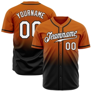 Maillot de baseball authentique OMMIZ INDUSTRY, personnalisé, orange Texas, blanc-noir, délavé, tendance, vente en gros, le plus vendu - Product Image 1