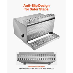 Cassetta Portautensili in Alluminio Rinforzato 79x76x48 cm per Camion, con Gradino e Piastra Diamantata, Impermeabile, per Ingresso Cabina - Product Image 6