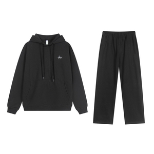 Ensemble de sweats à capuche et pantalons de survêtement en coton imprimé respirant de haute qualité, pull sportif en maille pour femme - Product Image 1