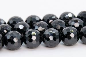 Perles de tourmaline noire, pierres précieuses naturelles authentiques, micro-facettées, rondes, en vrac, 15 pouces, 7,5 pouces, vente en gros - Product Image 4