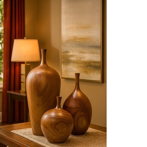 Elegant Modern Design Acacia Wood Handmade Flower Vases for Housewarming Decor - Product Image 3