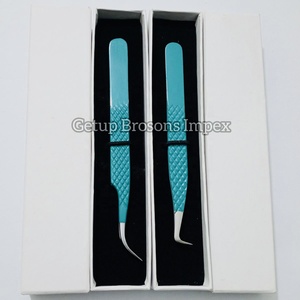 Pince à épiler professionnelle verte pour extensions de cils, en acier inoxydable, antidérapante, pour isolation de cils en volume, outil de beauté de précision - Product Image 1