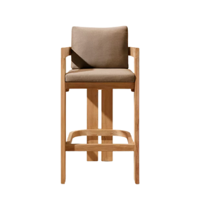 Contemporary Outdoor Bar Chair Solid Teak Premium Plush Cushioned Durable Commercial Bar <b>Stool</b> Luxury Hotel Outdoor <b>Dining</b> - Product Image 2