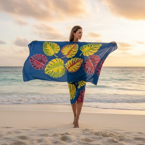 Handmade Cotton Beach Sarong for Women Lightweight Soft Pareo Wrap <b>Skirt</b> Summer Swim Cover Up <b>Boho</b> Resort Wear Tropical Vacation - Product Image 5