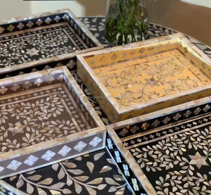 Plateau de service en os incrusté, nouveau design fait main, SAMI HANDICRAFTS - Couleur et taille personnalisables, prix économique, pour la maison, le restaurant, les mariages - Product Image 3