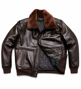 Unisex <b>Genuine</b> <b>Leather</b> <b>Jacket</b> with Stand Collar Waterproof Autumn Moto Biker Style Solid Color Zipper Closure - Product Image 2