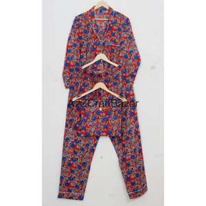 Nuevo Conjunto de Pijama de Algodón 100% Puro con Estampado Floral, Camisa y Pantalón, Suave, Liso, Transpirable y de Secado Rápido para Mujer - Product Image 1