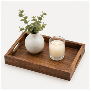Premium <b>Walnut</b> Wood Rectangular Serving Tray With Cutout Handles Eco-Friendly Minimalist Large Decorative Tray For <b>Coffee</b> <b>Table</b> - Product Image 6