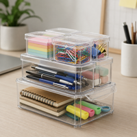 Conteneurs d'organisation de bureau en plastique PET transparent pour documents, fournitures, outils et espaces de travail débarrassés de l'excès de matériel