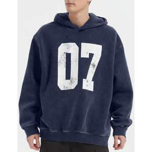 2025 Sudadera con capucha de lavado ácido de moda para hombres de gran tamaño etiqueta personalizada XL XS sudaderas Vintage características antiarrugas - Product Image 3