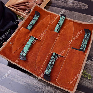 Juego de Cuchillos de Chef Profesionales de 5 Piezas, Hechos a Mano, con Hoja de Acero 12C27, Acabado Mate con Recubrimiento en Polvo, Funda de Cuero - Product Image 6