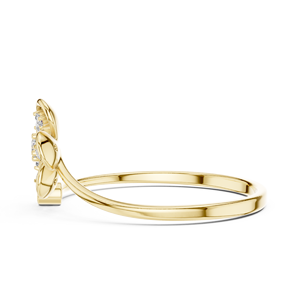 Anillo solitario de oro amarillo macizo de 14k para mujer con diamante de corte redondo minimalista con motivo floral, para compromiso, aniversario, regalo de boda - Product Image 2